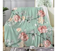 dyausi Plaid Polaire Branche Fleurie Jeté de Canapé - Couverture Motif Floral Aquarelle Décoratif - Plaid Lit 1 Personne en Flanelle Doux et Chaud - 150x200 cm, AB-216