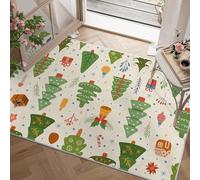 dyausi Tapis Bonhomme de Neige de Noël - Tapis Salon 80x150 cm Sapin de Noël Xmas, Tapis de Porte Lavable Vert Carpet Chambre Enfant Poil Ras en Machine Antidérapant pour Salle à Manger, Bureau J187