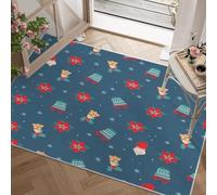 dyausi Tapis Bordeaux - Tapis Salon 80x150 cm Décorations Xmas, Tapis de Porte Lavable Bleu Carpet pour Chambre, Moquette Antidérapant à Poils Ras, Paillasson Décor à La Maison J168