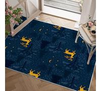 dyausi Tapis Étoile Sapin de Noël - Tapis Salon 80x150 cm Forêt Xmas, Tapis de Porte Lavable Cerf Carpet pour Chambre, Moquette Antidérapant à Poils Ras, Paillasson Décor à La Maison J158