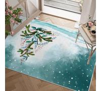 dyausi Tapis Motifs de Noël - Tapis Salon 80x150 cm Neige Xmas, Tapis de Porte Lavable Bleu Carpet pour Chambre, Moquette Antidérapant à Poils Ras, Paillasson Décor à La Maison J191