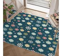dyausi Tapis Noël Rouge - Tapis Salon 80x150 cm Flocons de Neige Xmas, Tapis de Porte Lavable Vert Carpet Chambre Enfant Poil Ras en Machine Antidérapant pour Salle à Manger, Bureau J169