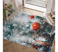 dyausi Tapis Noël Rouge - Tapis Salon 80x150 cm Sapin Xmas, Tapis de Porte Lavable Boule Lumineuse Carpet pour Chambre, Moquette Antidérapant à Poils Ras, Paillasson Décor à La Maison J149