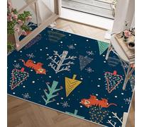 dyausi Tapis Rayures de Noël - Tapis Salon 80x150 cm Jungle Xmas, Tapis de Porte Lavable Animal Carpet Chambre Enfant Poil Ras en Machine Antidérapant pour Salle à Manger, Bureau J157