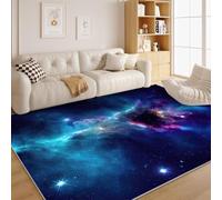 dyausi Tapis Salon 100x200 cm Ciel étoilé Espace Étoile - Tapis D'Intérieur Doux à Poils Courts - Idéal Descente de Lit, Moquette Bleu pour Chambre - Décoration Tendance Adulte et Ado Galaxie W35