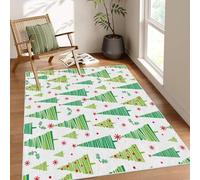 dyausi Tapis Vintage Vert - Tapis Salon 40x60 cm Sapin Xmas, Tapis de Porte Lavable Noël Carpet Moquette de Sol Doux et Antiderapant à Poils Courts Sol Décor à La Maison Interieur Entree J380