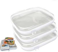 Dybag Lot de 3 sacs de rangement transparents à fermeture éclair, pochettes rigides transparentes à fermeture éclair, boîtes de rangement en plastique, boîtes de rangement empilables pour tiroirs, 3