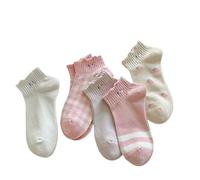 Dybag Lot de 5 paires de chaussettes roses mignonnes pour femme - Respirantes et décontractées - Pour printemps et été