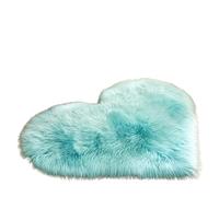 Dybag Lovable Tapis à poils longs en peluche douce en forme de cœur lavable en machine pour chambre à coucher, salon (plusieurs couleurs) Bleu clair 60 x 60 cm