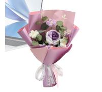 Dybnuhoc Bouquet de fleurs en crochet fait à la main pour décoration d'intérieur - Bouquet de fleurs tricotées - Pour anniversaire, Noël, Pâques, remise de diplôme, Saint-Valentin, fête de printemps