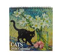 Dybnuhoc Calendrier mural 2026 motif chat de janvier à décembre 2026 | Calendrier amusant sur 12 mois avec chats | Pour les amateurs de chatons, salon, salle d'étude, bureau, salle de classe