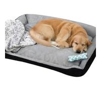 Dybnuhoc Medium Dog Bed, Orthopedic Calming Pet Sofa with Removable Blanket, Non-Slip Washable Comfort Bed for Cats and Dogs of, Ideal for Indoor Use, Living Room, Home, Apartment, Balcony, Winter, F