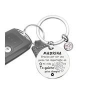 Dybnuhoc Mother's Day Keychain, Spanish Letter Engraving Souvenir, 3.2x1.2x0.8 Inch Accessory with High-Polished Build, Stainless Steel Keepsake, Sleek Sentimental Style, Gift for Mom and Dad