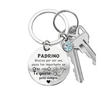 Dybnuhoc Mother's Day Keychain, Spanish Letter Engraving Souvenir, 3.2x1.2x0.8 Inch Accessory with High-Polished Build, Stainless Steel Keepsake, Sleek Sentimental Style, Gift for Mom and Dad