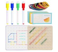 Dybnuhoc Planche à élastique, Formes mathématiques pour Les garçons, Géoplan en Bois avec des Bandes de Caoutchouc Motif mathématique Blocs Geo Board - Jouet éducatif pour Les