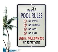 Dybnuhoc Signalisation décorative de piscine,Panneaux métalliques pour piscine, Panneau d’avertissement de d’été, Panneau d'avertissement de en métal Vintage, conception de texte