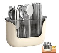 Dybnuhoc Support à ustensiles pour comptoir, 3 compartiments de cuisine, argenterie, porte-couverts transparent pour la cuisine de la ferme