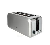 DYCEROS Grand Grille-Pain en Inox 1400W Série 700-4 Tranches - Brunissage réglable - Décongélation Réchauffage Annulation - Fentes Longues & Hautes - Ramasse-miettes Extractible - Marque Française.