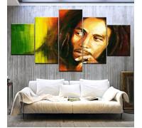 DYCV-297 Peinture sur toile Bob Marley HD, jeu d'art mural, 5 pièces, imprimés, décor de maison moderne, panne(Cntient Cadre)