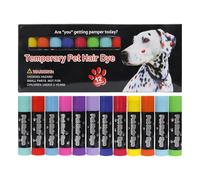 Dye de poils pour chiens pour animaux de compagnie - 12x Tremborant les cheveux de toilettage Poldages lavables, Tresses Animal Color Chalk for Horses Cats vaches, Fun Temporary Painting, Fine Bab