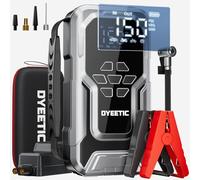 DYEETIC 6000A Booster Batterie Voiture Lithium avec Compresseur, 150 12V PSI Gonfleur de Pneus Porteable pour Véhicule (Jusqu’à Tout Essence & 10L Diesel), Lumière LED, Câbles de Démarrage