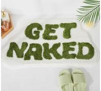 DyeFury Irregular Tapis de bain Get Naked vert - Tapis de salle de bain amusant, petite décoration de salle de bain mignonne, tapis de salle de bain antidérapant vert sauge 31 "x 18"