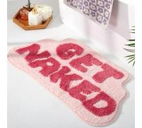 DyeFury Tapis de bain Get Naked de forme irrégulière rose - Tapis de bain amusant, petit tapis de salle de bain preppy, tapis de salle de bain esthétique amusant pour décoration d'appartement, tapis
