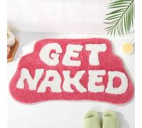 DyeFury Tapis de bain Get Naked de forme irrégulière, rose vif - Tapis de bain amusant, petit tapis de salle de bain preppy, tapis de salle de bain esthétique amusant pour décoration d'appartement,
