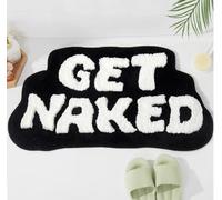 DyeFury Tapis de Bain « Get Naked » de Forme irrégulière - Tapis de Salle de Bain Amusant, Petit et Mignon, Tapis de Salle de Bain antidérapant Noir et Blanc, 78,7 x 45,7 cm
