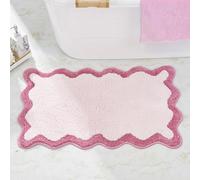 DyeFury Tapis de Salle de Bain de Luxe, Blanc avec Bord festonné Rose Vif, en Microfibre, esthétique, Tendance, Funky, Amusant, Super Doux, antidérapant pour Douche et Salle de Bain, 76,2 x 50,8 cm