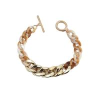 DYETEE Bracelet à maillons en chaîne acrylique, marbre neutre, lien cubain plat, jolis bracelets en résine, joli cadeau pour filles et femmes