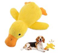 DYHNQE Jouet sonore pour chien - En peluche - Anti-stress - Canard - Jouet sonore pour chien - Jouet couineur pour petit - Jaune - 25 x 22 cm