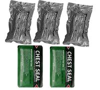 DYHQQ Blood Control Pack Trauma pack comprenant 3 packs de bandages israéliens, 2 packs de joints thoraciques pour le contrôle des saignements graves, le camping militaire