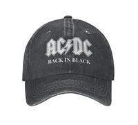 DYHVVD Chapeau Mode Hip Hop AC-DC Retour en Noir Unisexe Casquette De Baseball en Détresse Lavé Casquette Mode en Plein Air Running Golf Snapback Chapeau Cadeau D’Anniversaire