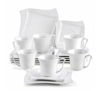 DYHWAC Ensembles de boissons à café de thé en porcelaine blanche de 18 pièces, y compris tasse, soucoupes et assiettes de dessert for 6 bureau à domicile