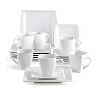 DYHWAC Ensembles de boissons à café en céramique en porcelaine blanche de 18 pièces avec tasses à café, soucoupes et plaques de desserts Service for 6