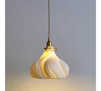 DYHWAC Lampe suspendue dorée à tête for plafond haut, abat-jour en céramique, corps de lampe en laiton, base E26/E27, source de lumière réglable de 59 pouces, lampes suspendues for salle à manger, cha