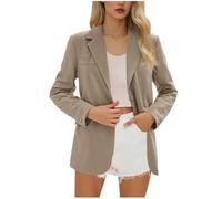 Dyhxuan Blazer pour femme - Élégante veste de costume à manches longues - Couleur unie - Style décontracté - Ouverture sur le devant - Veste de costume slim fit - Tenue de bureau, kaki, M