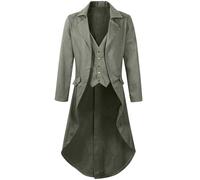 Dyhxuan Manteau steampunk frack pour homme, manteau médiéval, victorien, veste gothique, vêtements de renaissance, veste élégante, costume d'Halloween, gris foncé, 4XL