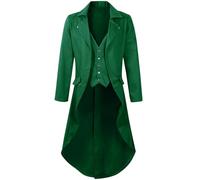Dyhxuan Manteau steampunk frack pour homme, manteau médiéval, victorien, veste gothique, vêtements de renaissance, veste élégante, costume d'Halloween, vert, L