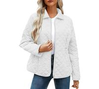 Dyhxuan Veste matelassée légère pour femme - Fermeture éclair - Veste de transition élégante - Revers - Manteau matelassé - Couleur unie - Veste d'automne à manches longues - Veste d'hiver avec poche