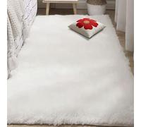 DYINDUN Tapis Chambre 80 x 150 cm Doux Moelleux Tapis Chambre Modernes Antidérapant, Moderne, Moelleux, pour à Coucher, Salon, de Salon, Blanc