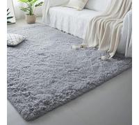 DYINDUN Tapis de Salon 200 x 240 cm Shaggy Tapis Antidérapant Intérieur Moelleux Épais Lavable Antidérapant Chambre Bébé Pépinière Dortoir, Gris Clair