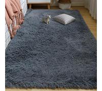 DYINDUN Tapis de Salon 230 x 350 cm Moelleux Tapis à Poils Longs Moelleux et Lavable pour Chambre, Bureau, Couloir, Bebe,Chauffage Sol, Gris Foncé