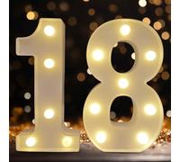 DyingSwan Chiffres lumineux à DEL pour 18e anniversaire, lumières décoratives à DEL, piles pour décoration de fête (blanc chaud)