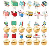 DYIOTF 36 Pièces Décoration Gâteau Rentrée Scolaire, Cupcake Toppers pour Fête d'École, Déco Rentrée des Classes pour Muffins et Desserts, Accessoires de Pâtisserie Thématiques pour Enfants
