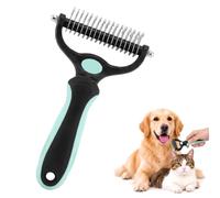 DYIOTF Brosse Chien et Chat Poil Long, Étrille Démêloir Double Face 17+9 Dents, Brosse Sous Poil pour Chien et Chat, Enlève les Nœuds et Poils Morts, Outil de Toilettage Professionnel, Vert
