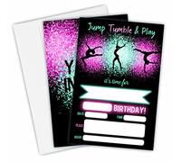 DYIRBIIY Jump Tumble & Play YQK-B03 Lot de 20 cartes d'invitation à remplir avec enveloppes assorties Rose fluo