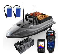 DYJD Bateau d'appât GPS double antenne, bateau d'appât RC avec double moteur sans fil, 3 kg, retour automatique de la nourriture, télécommande 500 m de distance (V600-FishFinder, 2 x 5200 mAh)