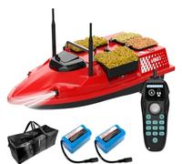 DYJD RC Bateau d'appât de pêche télécommandé 500 m avec 4 compartiments, capacité de charge de 3 kg, double antenne, double entraînement, réglage à 2 vitesses, bateau d'appât de pêche avec sac de